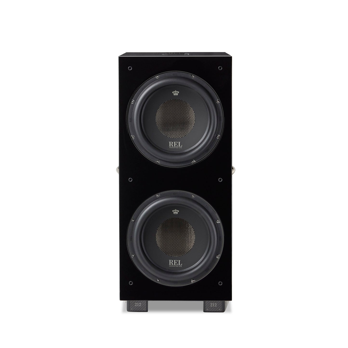 Front view of REL 212 Black Label Subwoofer