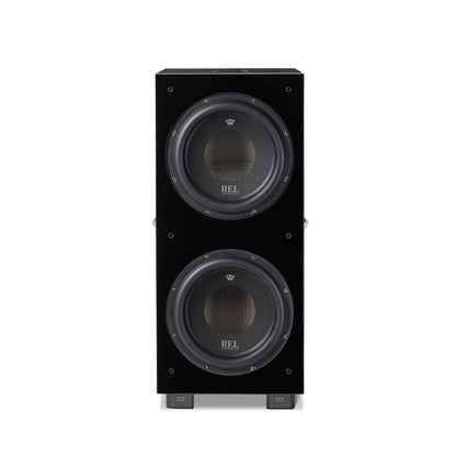 Front view of REL 212 Black Label Subwoofer
