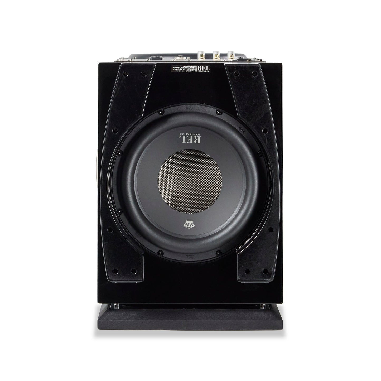 Bottom of REL 212 Black Label Subwoofer