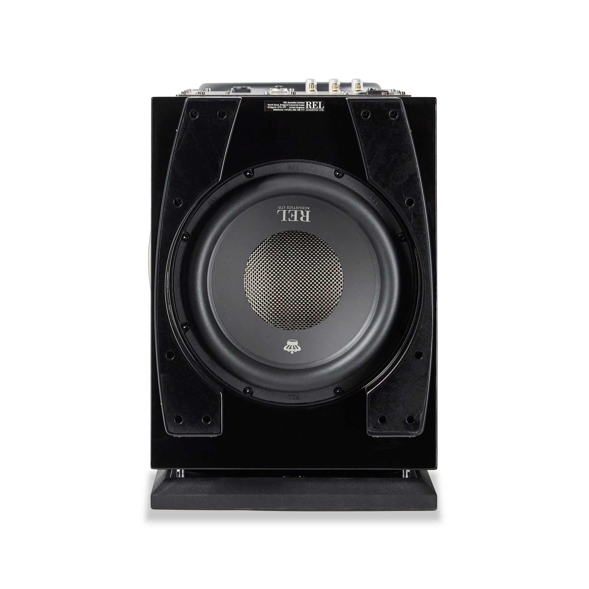 Bottom of REL 212 Black Label Subwoofer