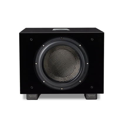 Front of REL Carbon Special Black Label Subwoofer