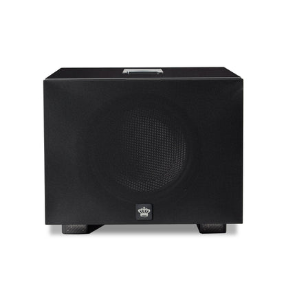 Front of REL Carbon Special Black Label Subwoofer with cloth grille