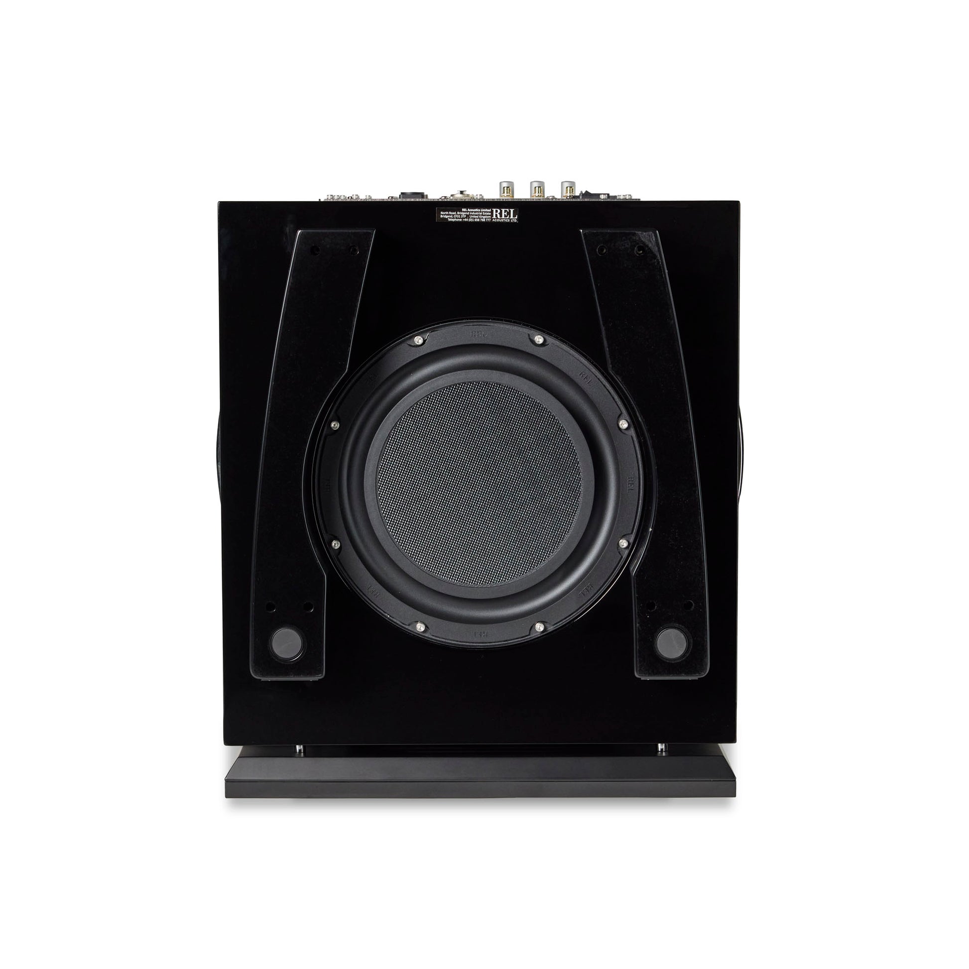 Bottom of REL Carbon Special Black Label Subwoofer