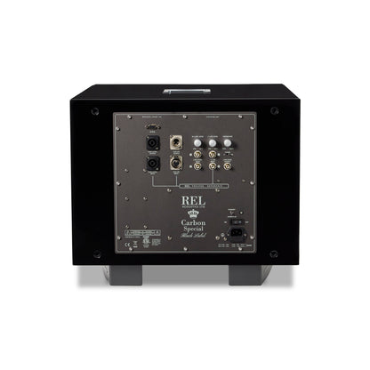 Back view of REL Carbon Special Black Label Subwoofer
