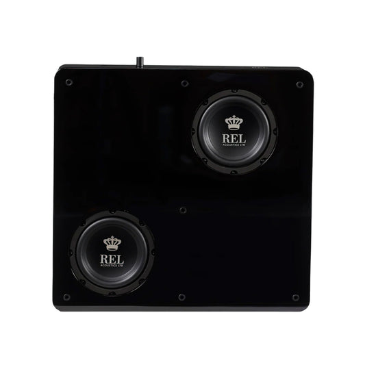 Black REL Planar PL-1 Powered Subwoofer showing drivers