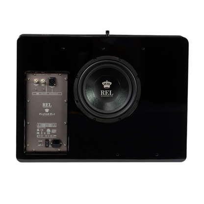 Back view of black REL Planar PL-2 Powered Subwoofer