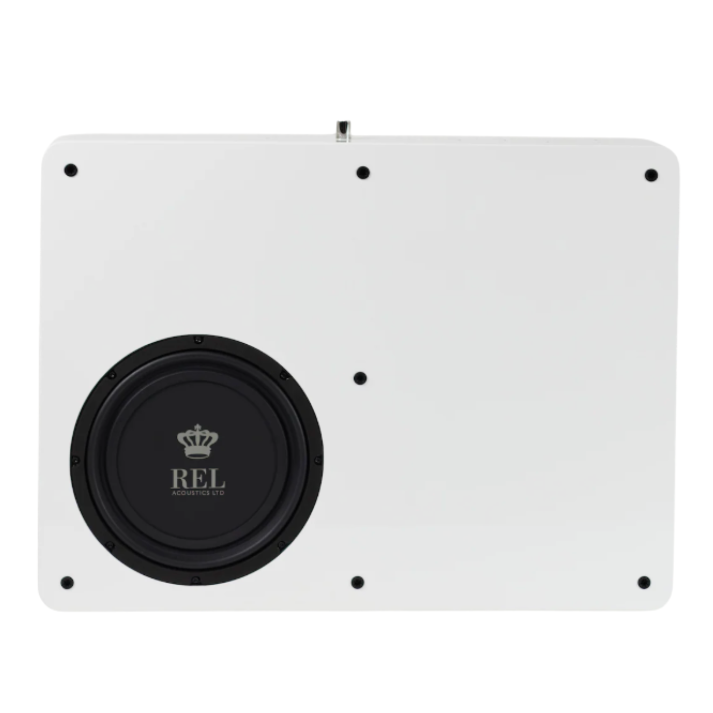 White REL Planar PL-2 Powered Subwoofer showing driver