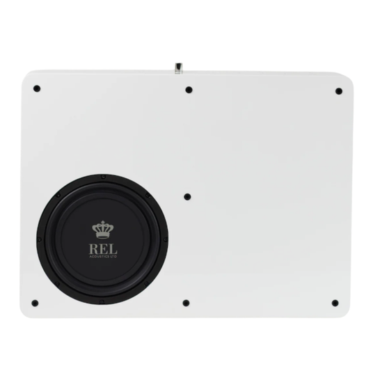 White REL Planar PL-2 Powered Subwoofer showing driver