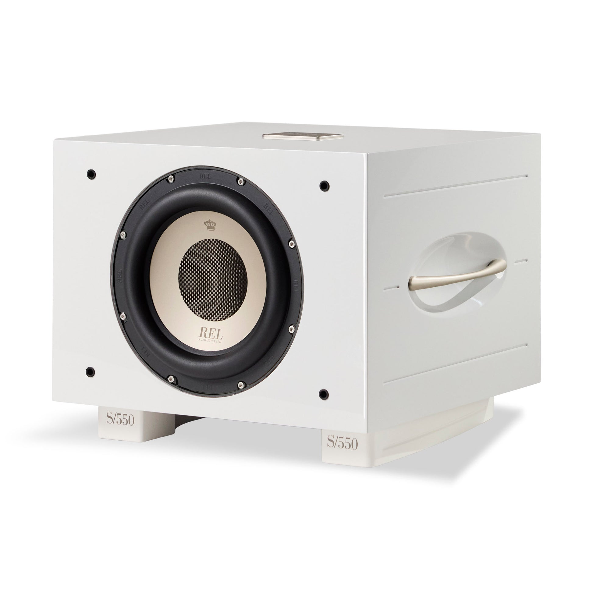 Front angle of REL S/550 Subwoofer
