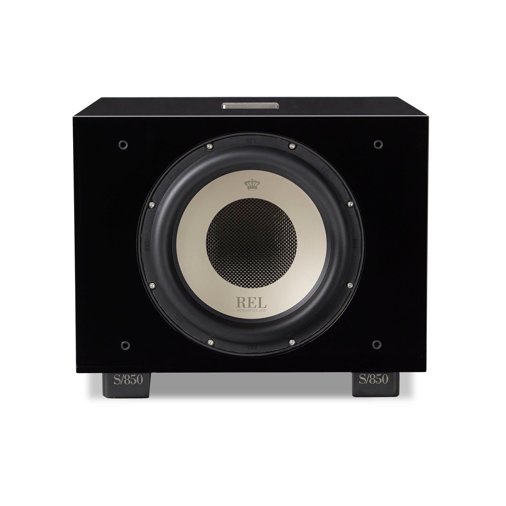 Front of black REL S/850 Subwoofer