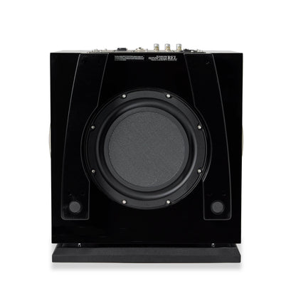 Bottom of black REL S/850 Subwoofer