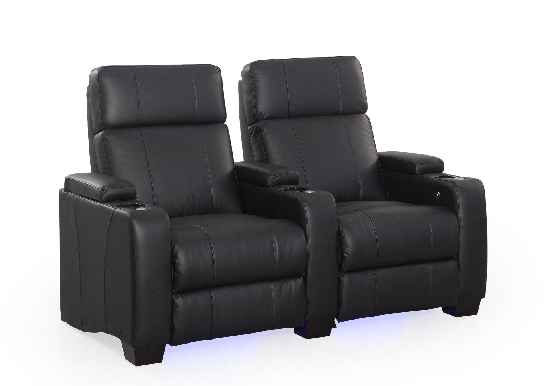 RowOne Kingsley C202K 2 Seater Cinema Chairs - Angle view with lights on