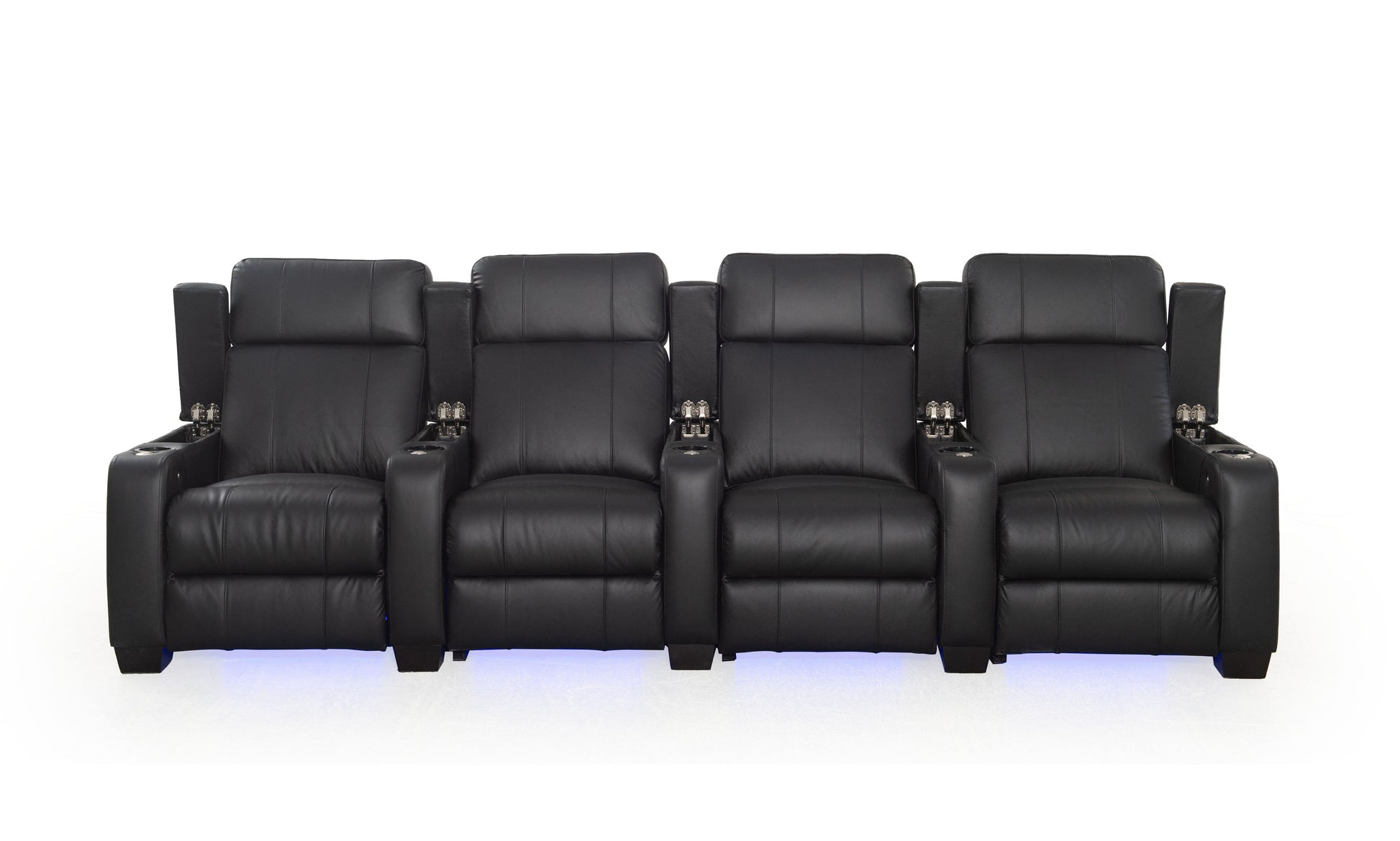RowOne Kingsley C204K 4 Seater Cinema Chairs - Shown with armrests up