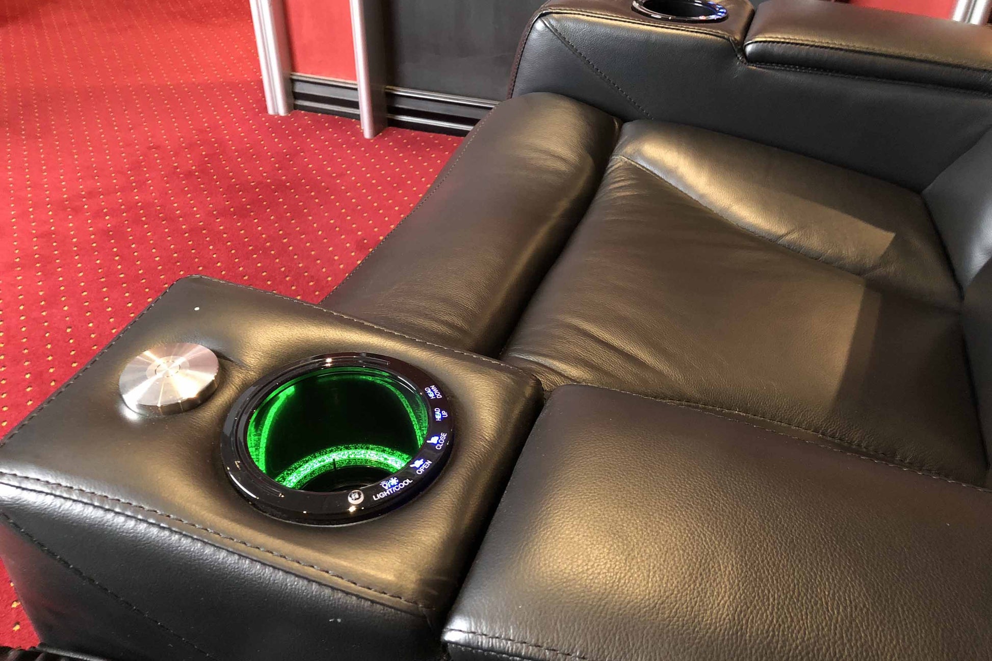 Close up of refrigerated cupholder