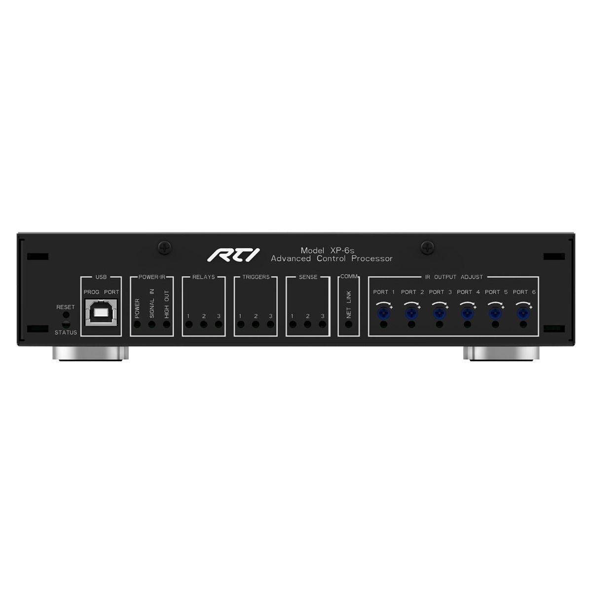 Back view of RTI XP-6s Control Processor on white background