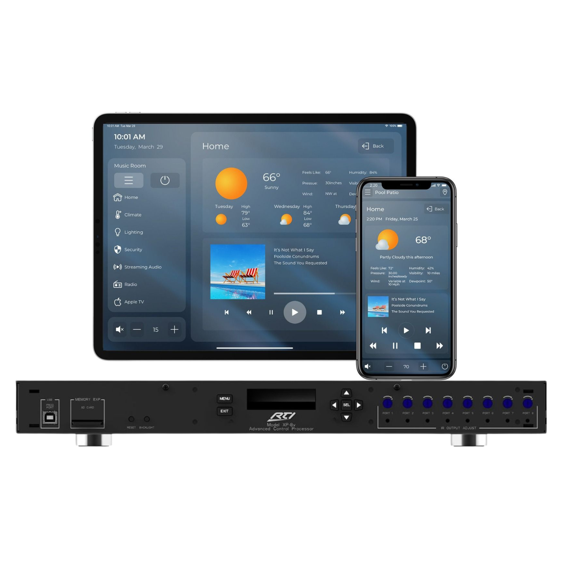 RTI XP-8v Home Automation Pack on a white background - Phone and tablet not included