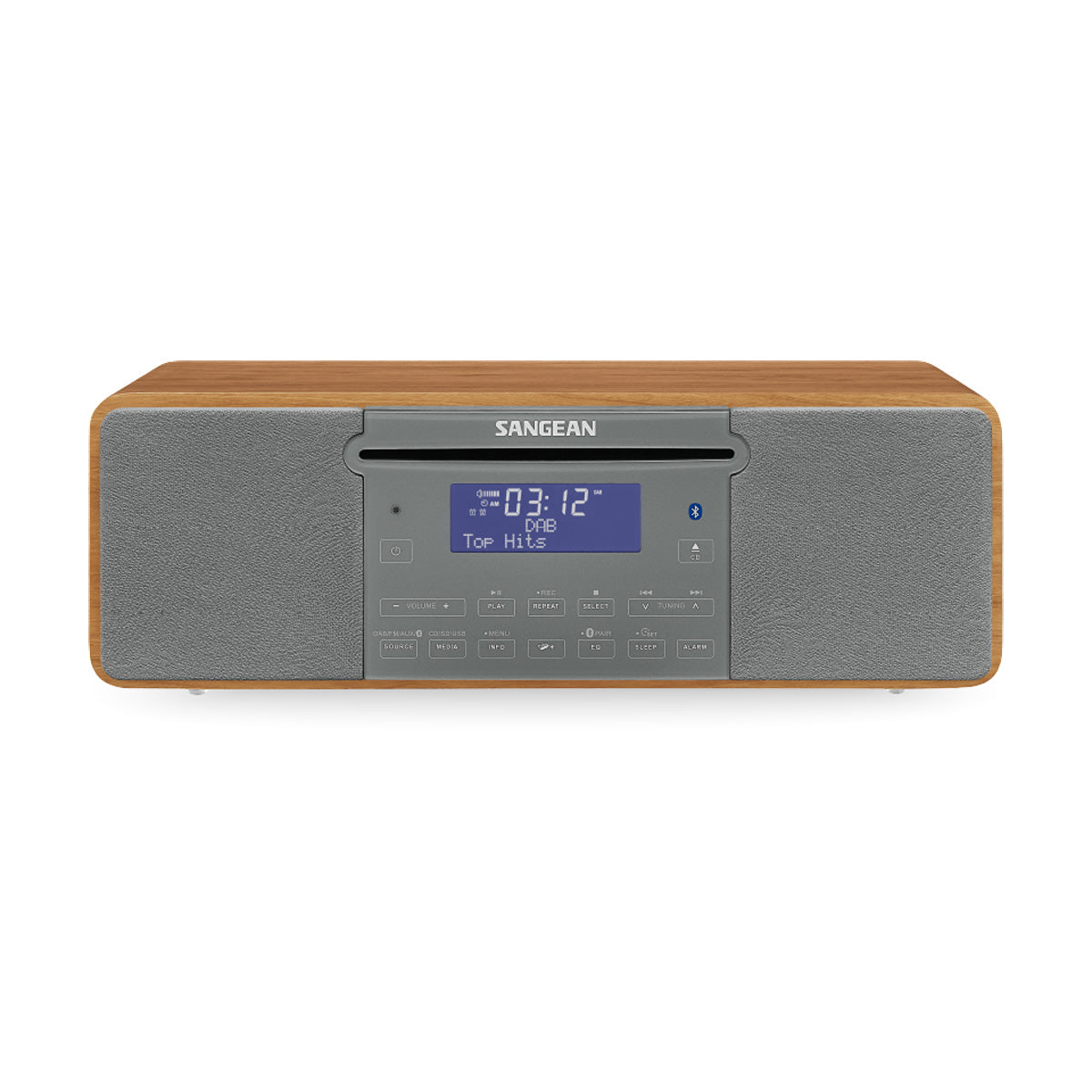 Front view of Sangean DDR-47BT Music System on white background