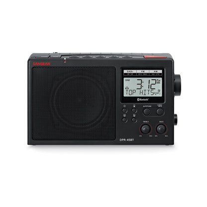 Front view of Sangean DPR-45 Portable AM/FM/DAB+ Radio in black