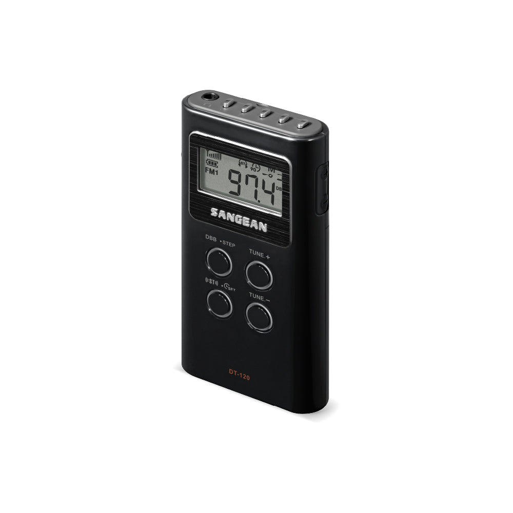 Black Sangean DT-120 AM/FM Stereo Pocket Radio