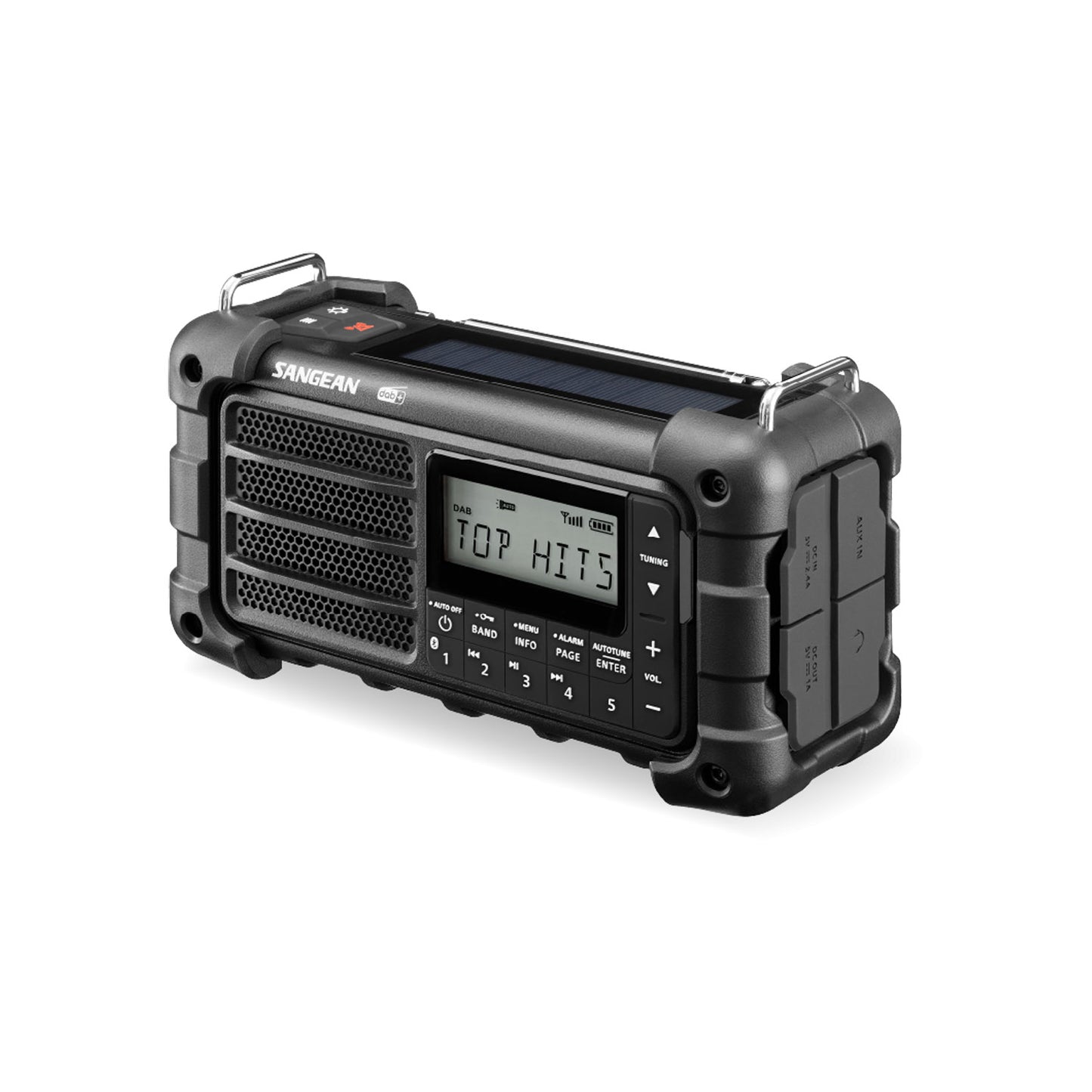 Angle view of black Sangean MMR-99 DAB Emergency Radio 