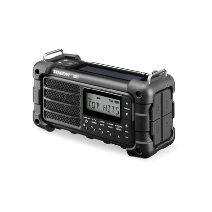 Angle view of black Sangean MMR-99 DAB Emergency Radio 