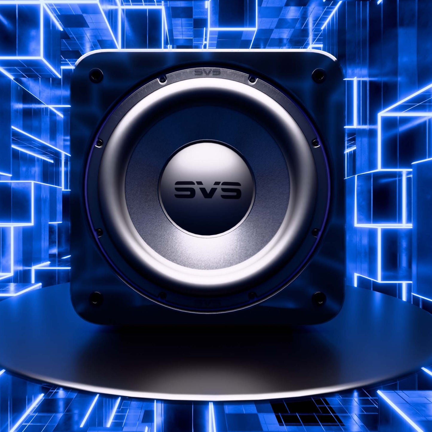 SVS SB-3000 R|Evolution Subwoofer with blue geometrical background