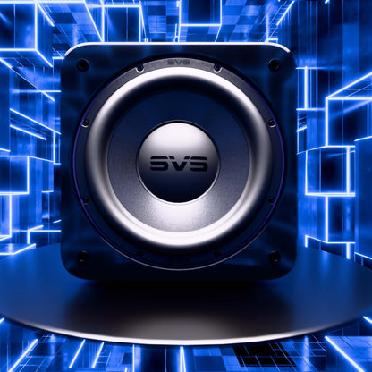 SVS SB-3000 R|Evolution Subwoofer with blue geometrical background