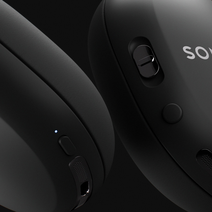Close up of black Sonos Ace Ultra Headphones - showing buttons