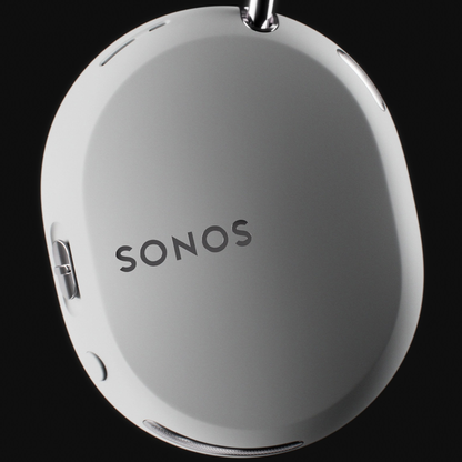 Close up of white Sonos Ace Ultra Headphone earcup