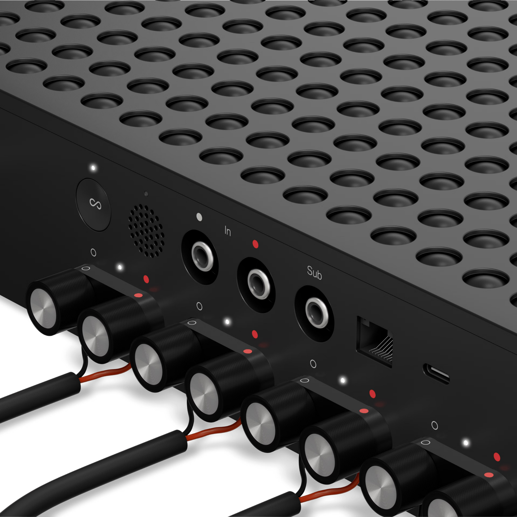 Close up of Sonos Amp Multi on white background