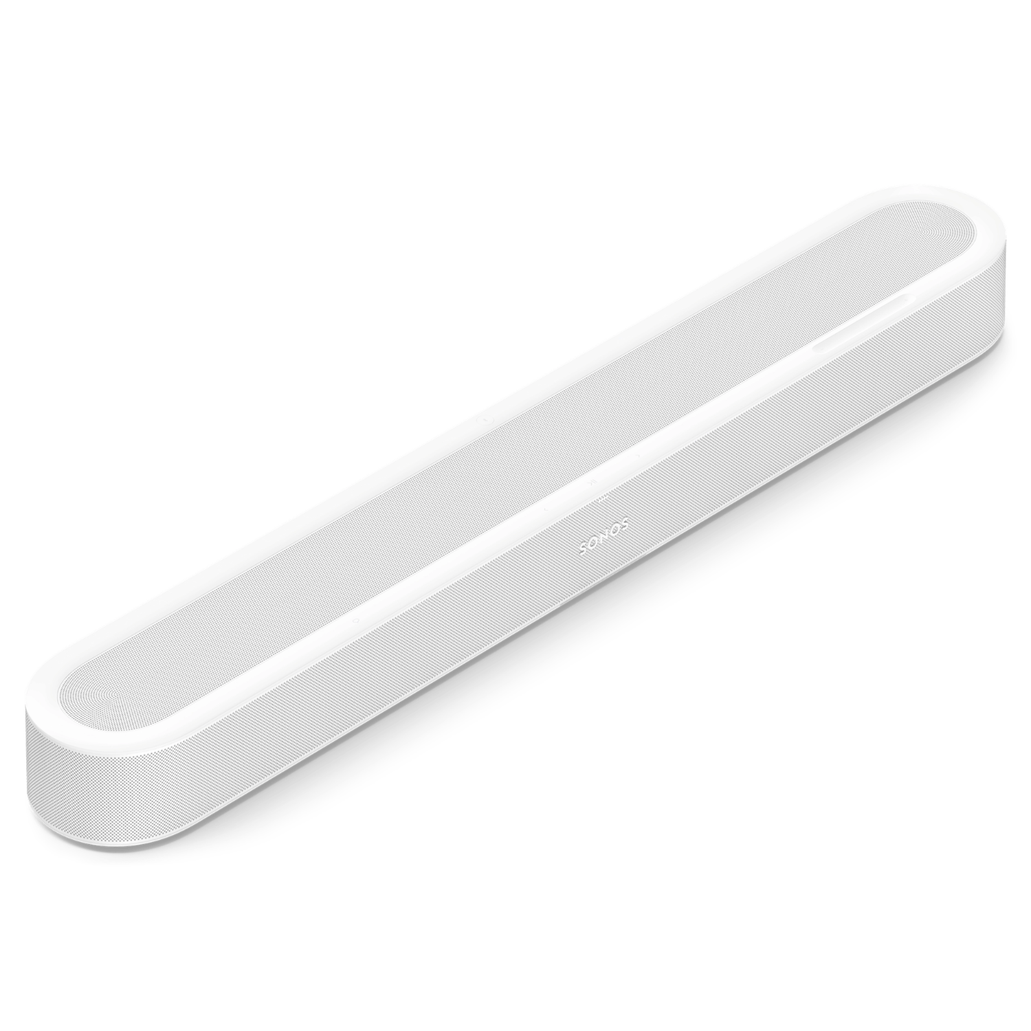 Top angle view of white Sonos Beam Ultra Soundbar on a white background