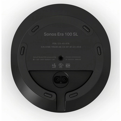 Bottom view of a Sonos Era 100 SL speaker on a white background