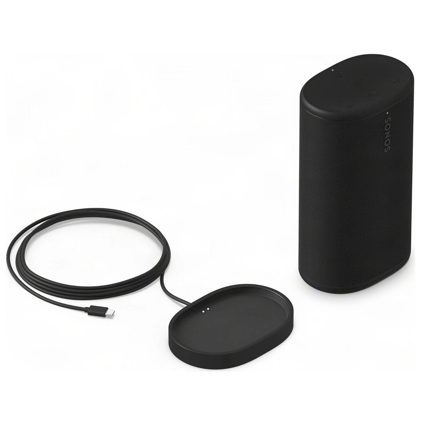 Sonos Play with Charger in black on white background