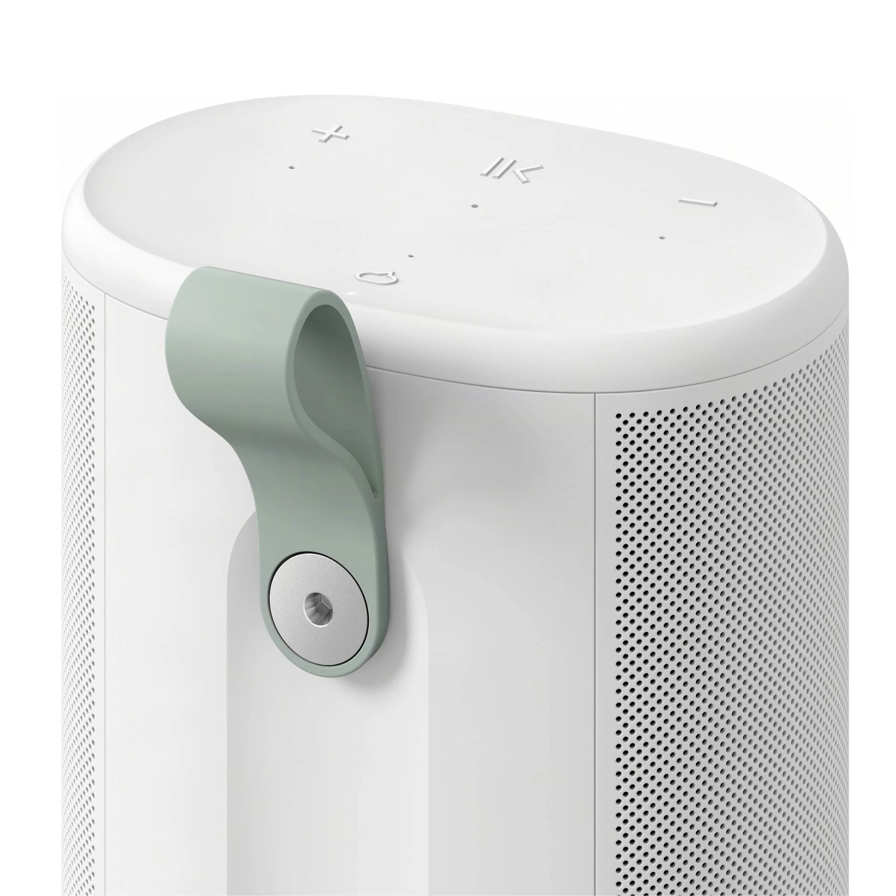 Close up of white Sonos Play speaker on a white background