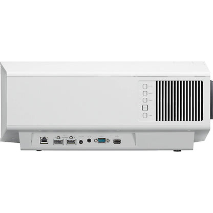 White projector with inputs on a white background