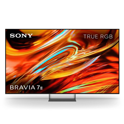 Front view of Sony Bravia 7 II True RGB 4K Google Television on stand