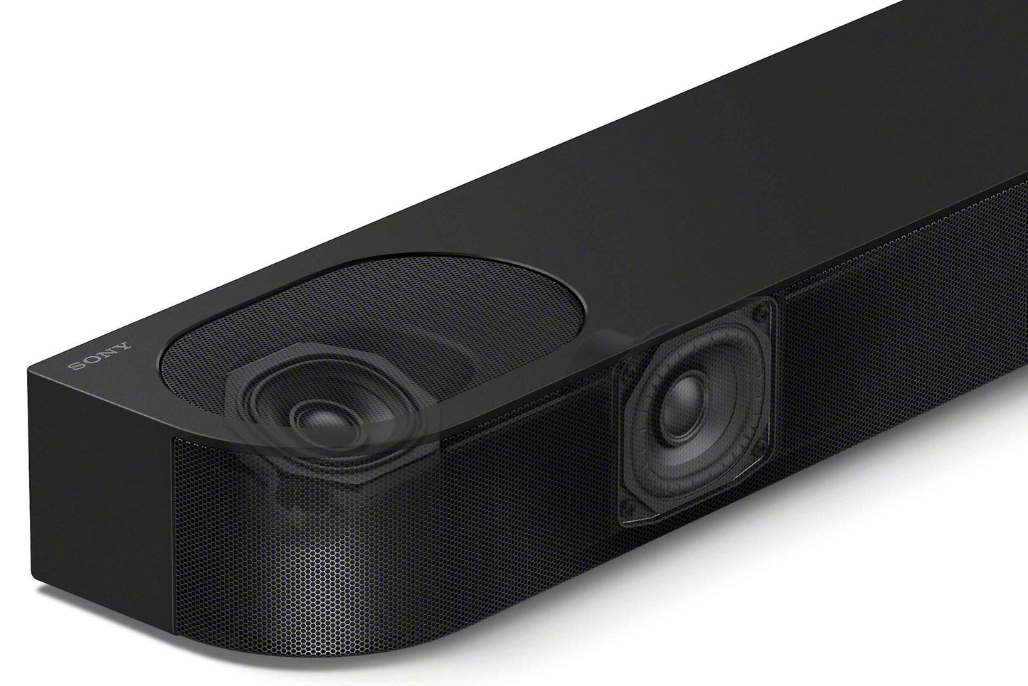 Black Sony soundbar on a white background