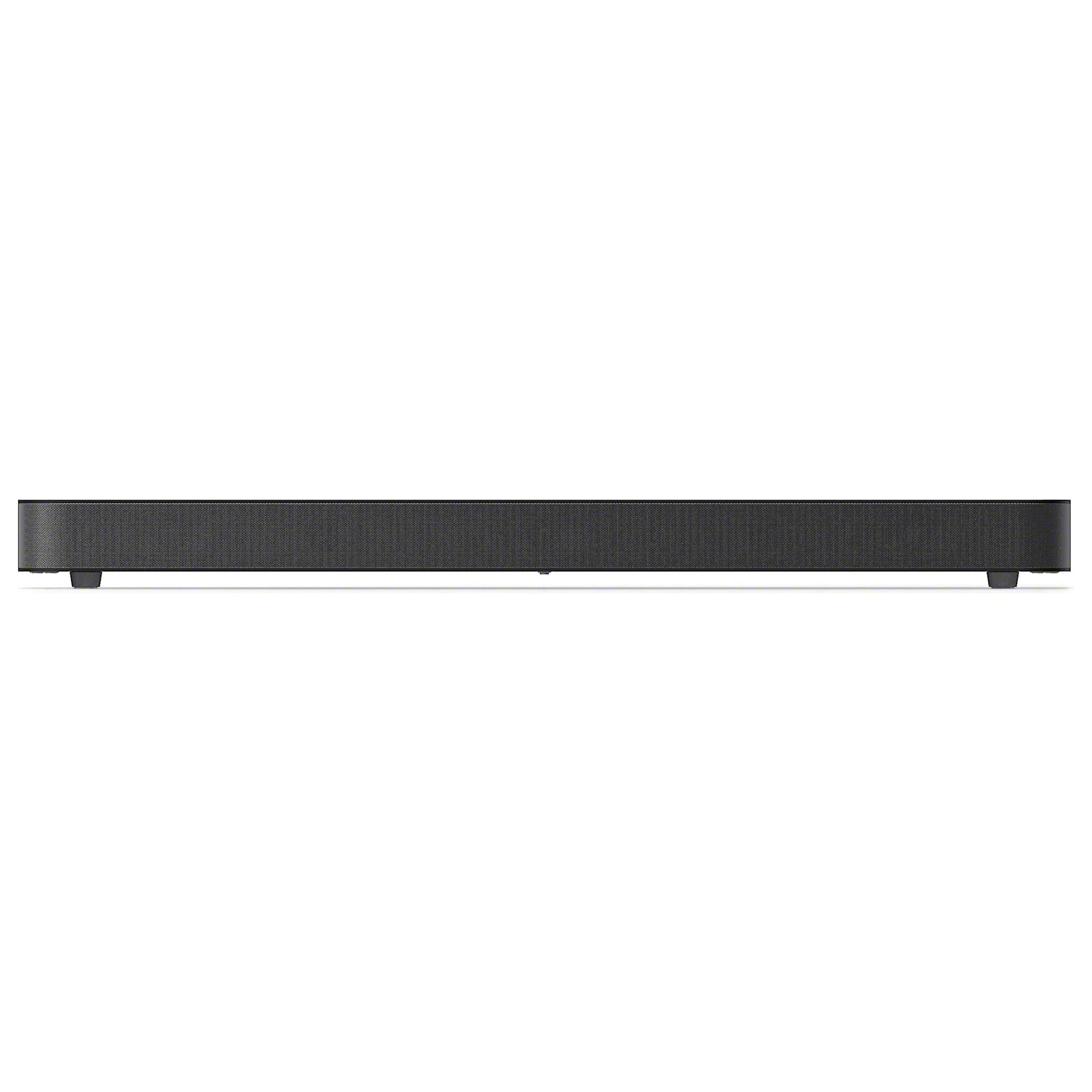 Black soundbar on a white background