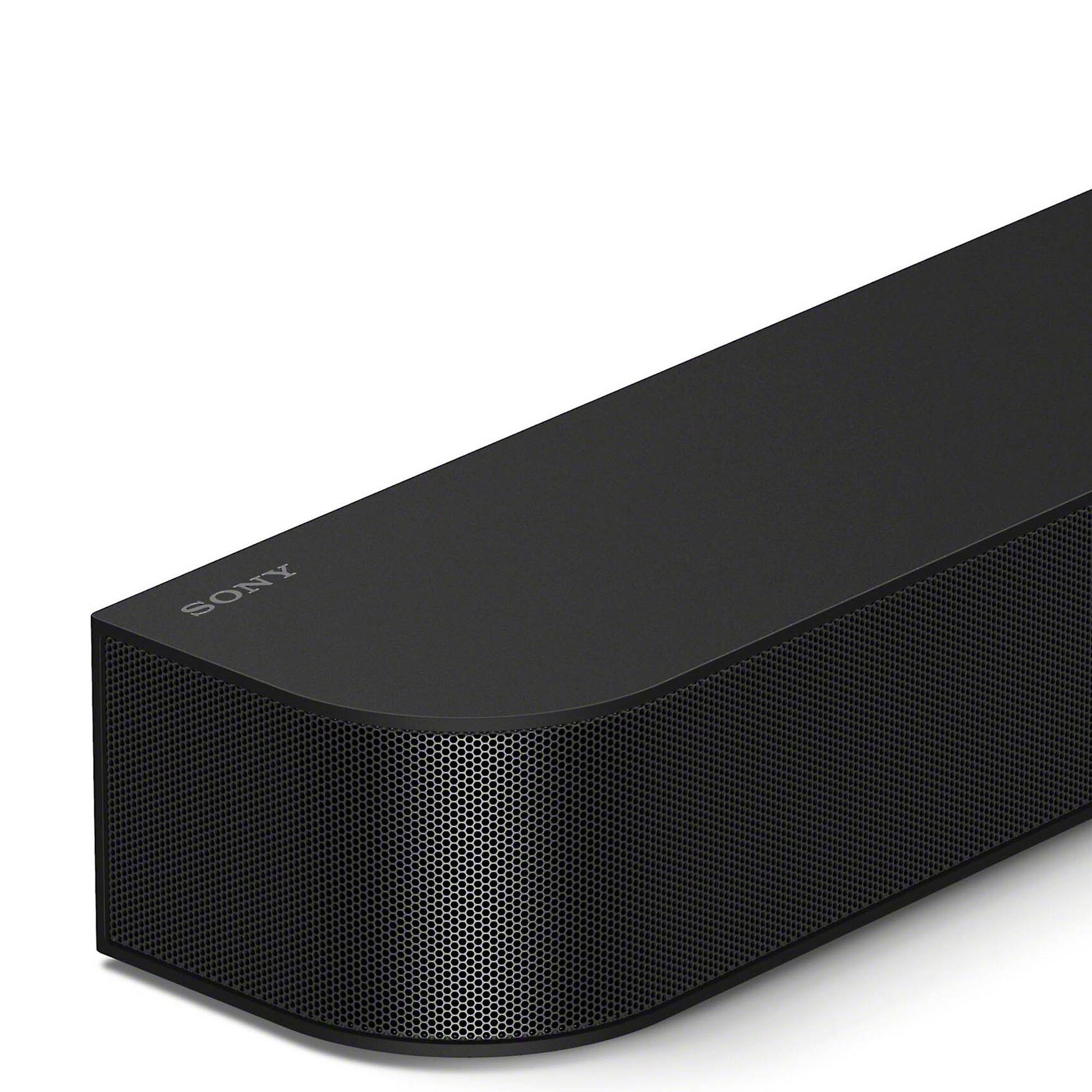 Black Sony soundbar on a white background