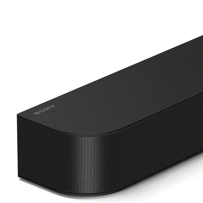 Black Sony soundbar on a white background