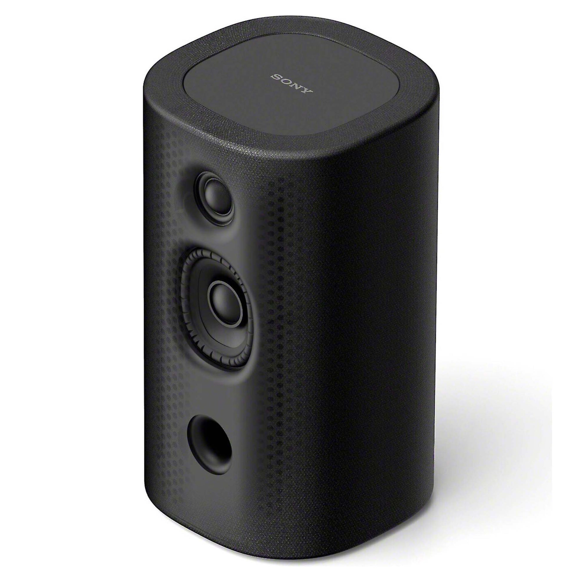 Black Sony speaker on a white background