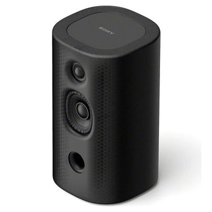 Black Sony speaker on a white background