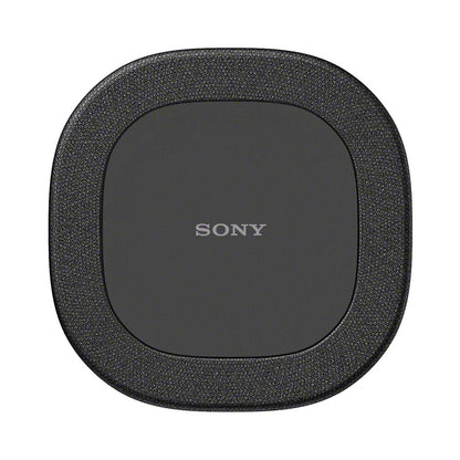 top of black Sony speaker on a white background