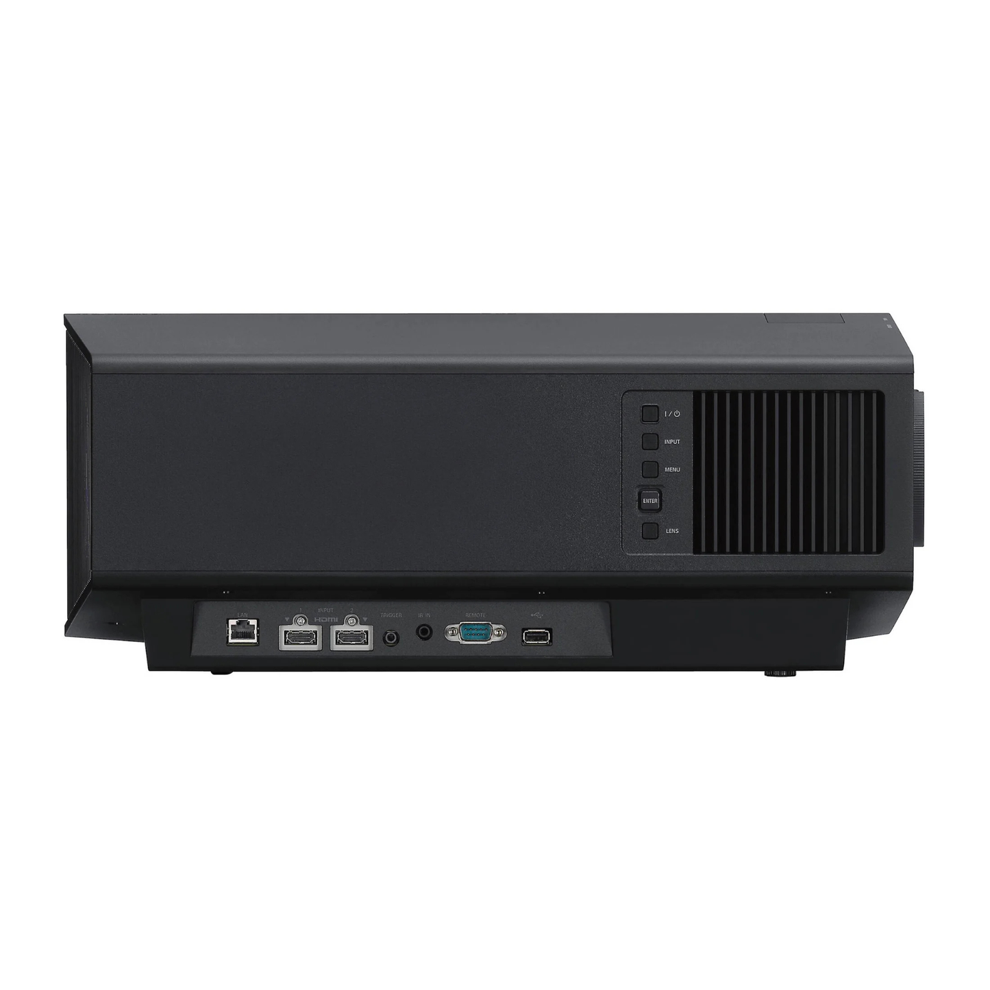 Side view of Black Sony VPL-XW5000ES 4K Laser Projector on white background