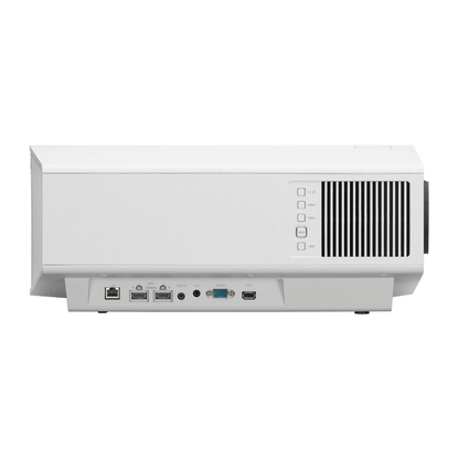 Side view of white Sony VPL-XW5000ES 4K Laser Projector on white background