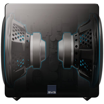 Internal view of black SVS 3000 Micro R|Evolution Subwoofer