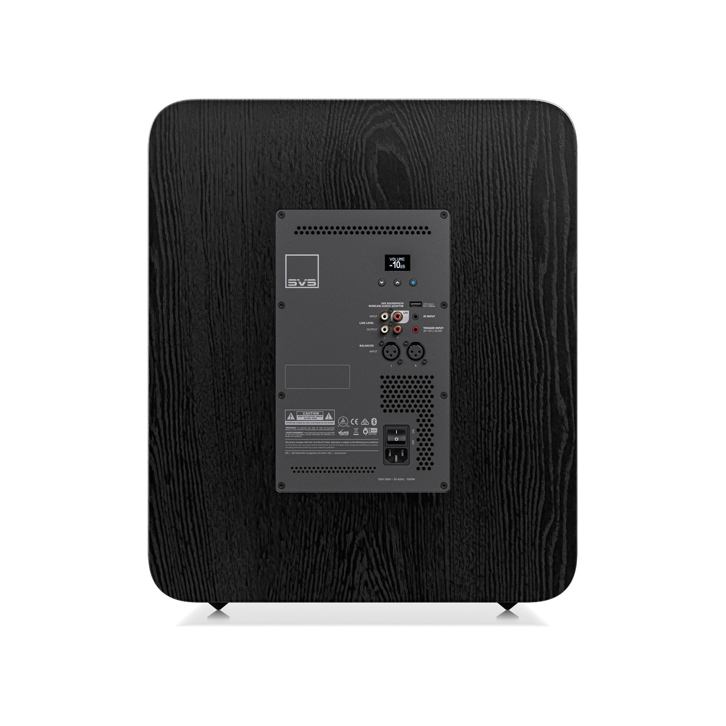 Back view of SVS PB-3000 R|Evolution Subwoofer on white background