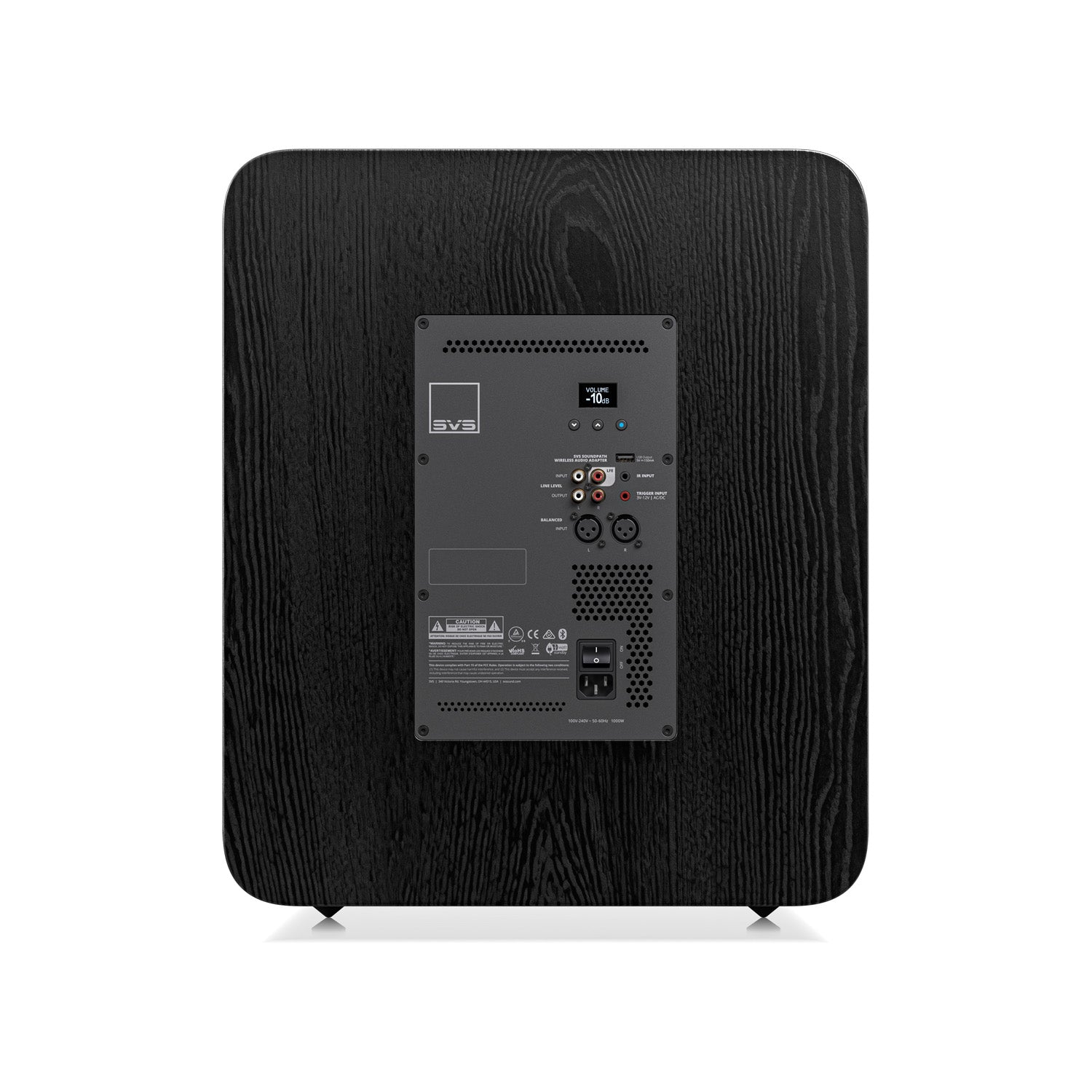 Back view of SVS PB-3000 R|Evolution Subwoofer on white background