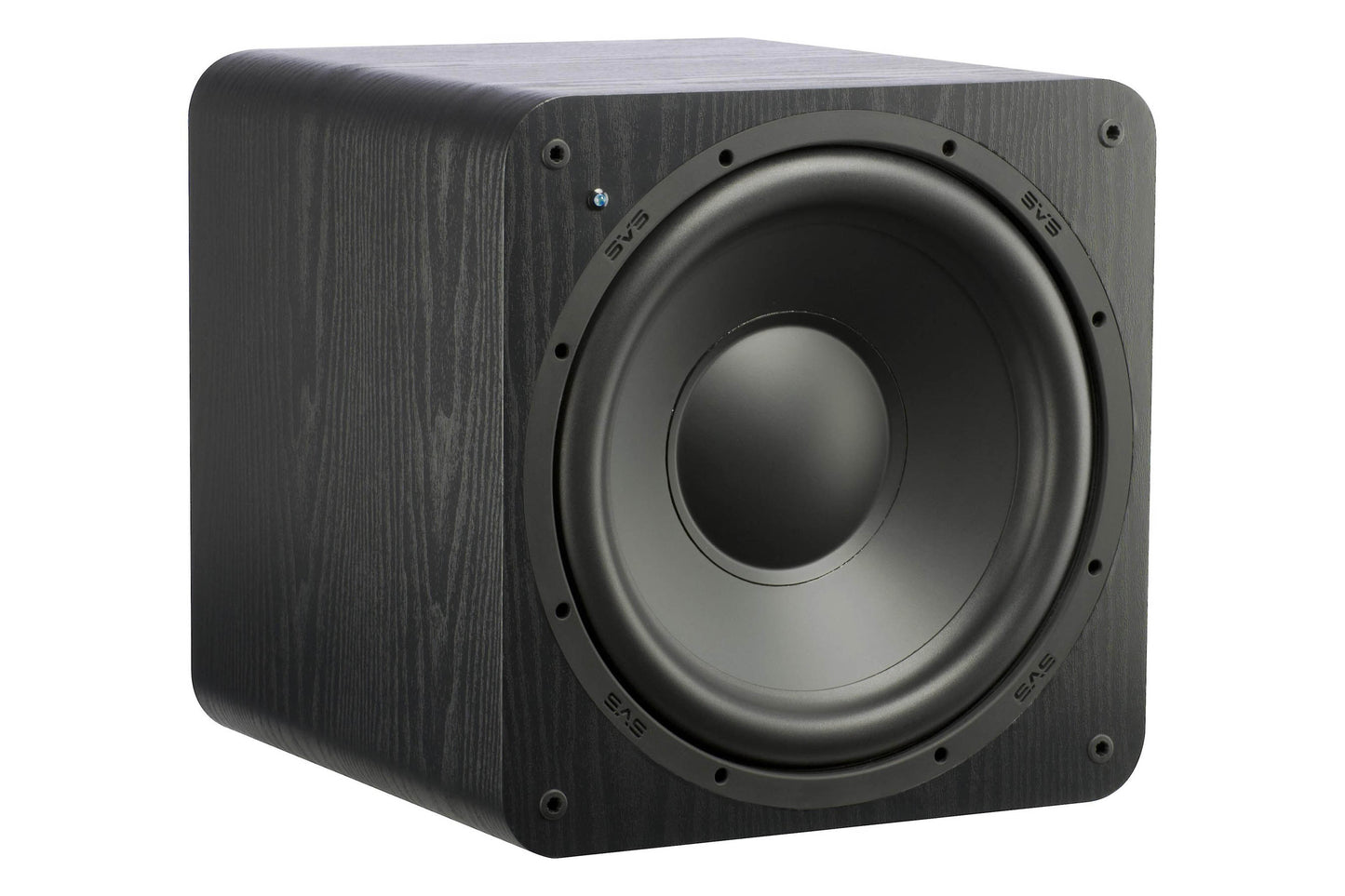 SVS SB-1000 Powered Subwoofer - Front angle view with grille cover removed.
