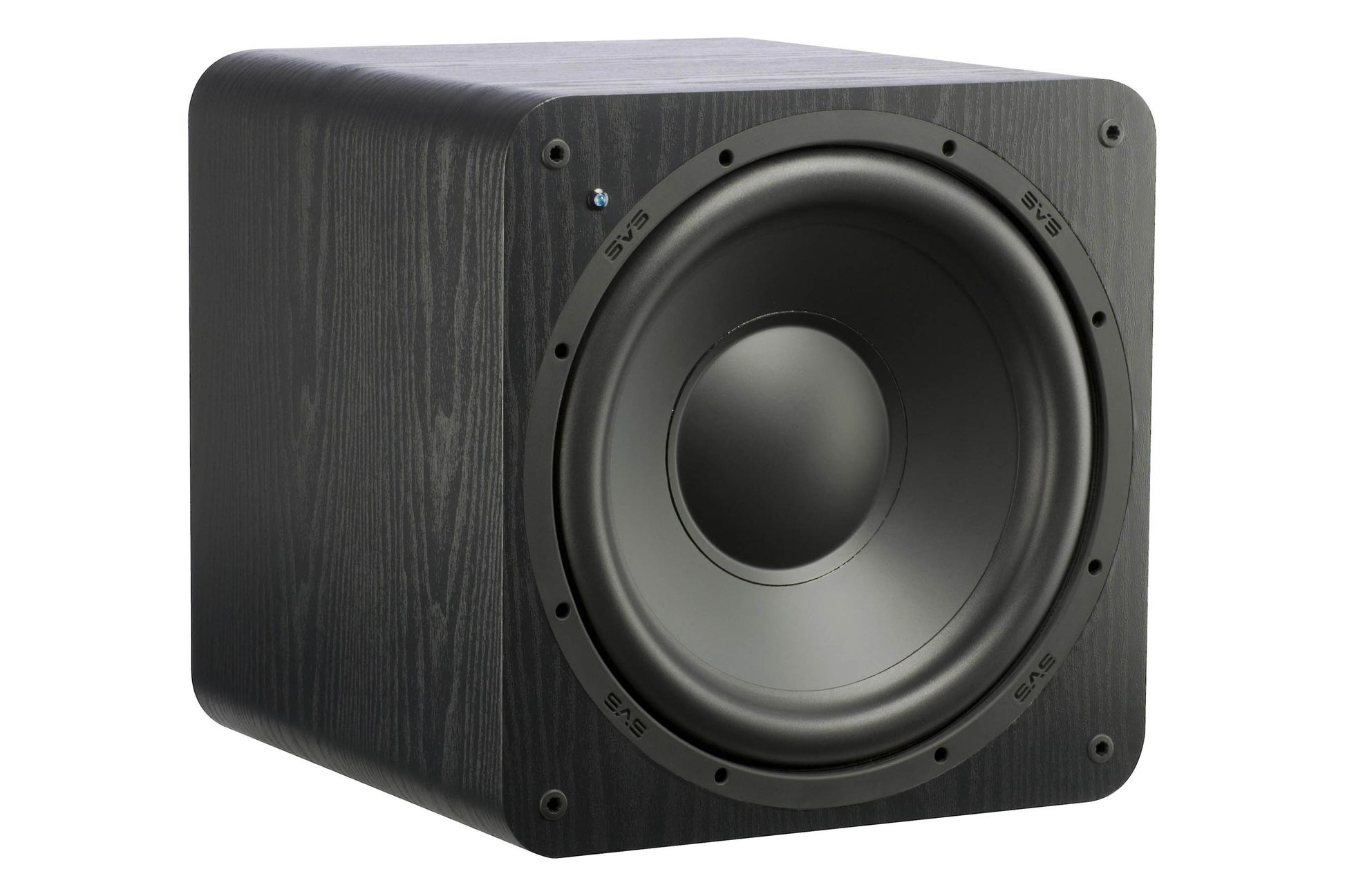 SVS SB-1000 Powered Subwoofer - Front angle view with grille cover removed.